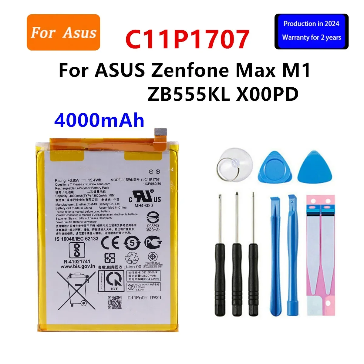 

Brand New Battery C11P1707 4000mAh For ASUS Zenfone Max M1 ZB555KL X00PD Phone Battery +Tools