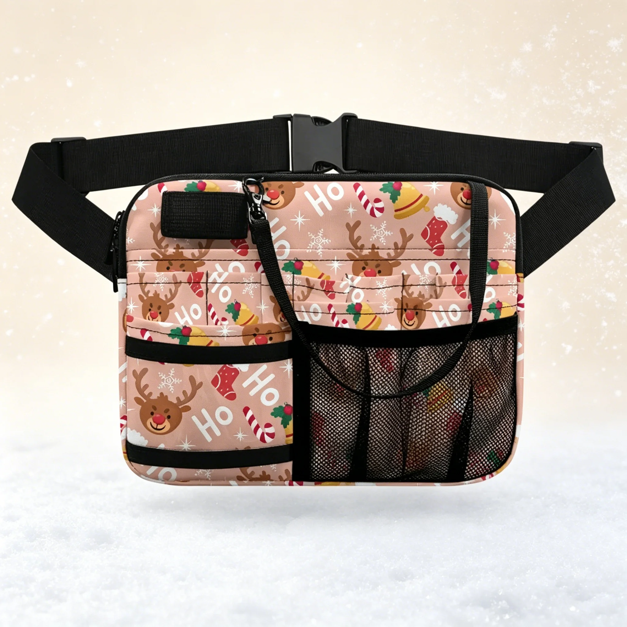 christmas-nurse-utility-kilt-bag-festive-medical-pouch-with-multi-pockets-for-tools-adjustable-waist-strap-holiday-design