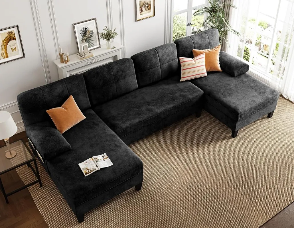 

Sectional Sofa Couch for Living Room, 112 Inches U Shaped Couch with Storage, Home Sofas with Chaise, Modern Comfy Couches f