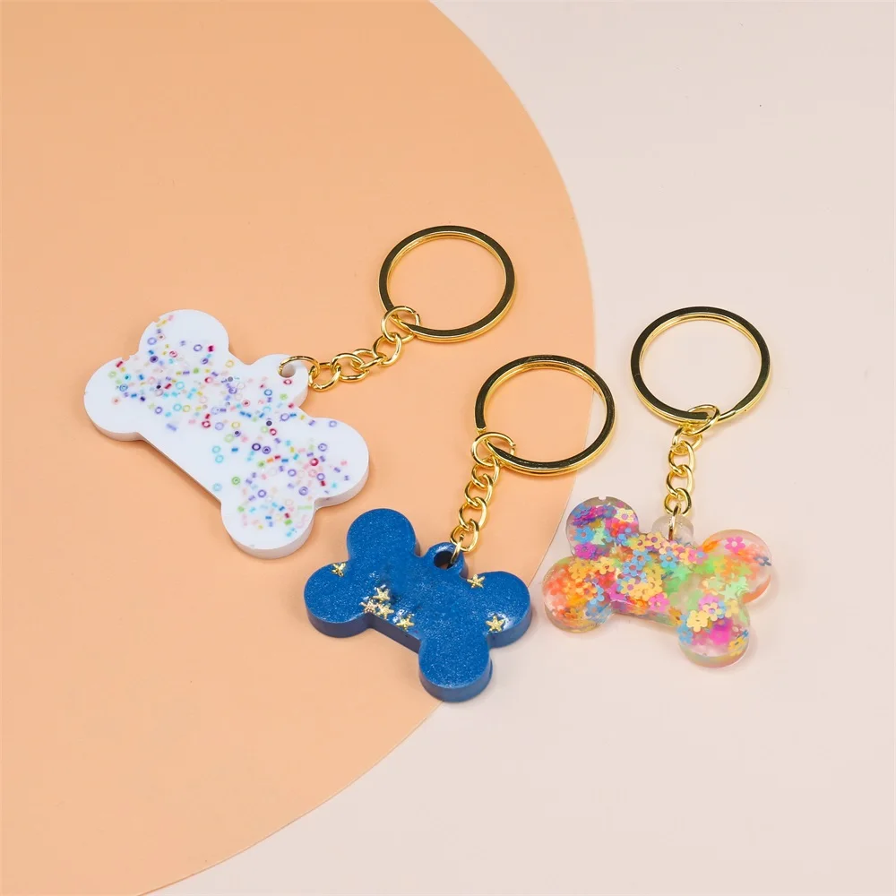 2 Sizes DIY Dog Tag Bone Shaped Keychain Casting Silicone Mould Crafts Key Chain Pendant Making Tools Crystal Epoxy Resin Mold