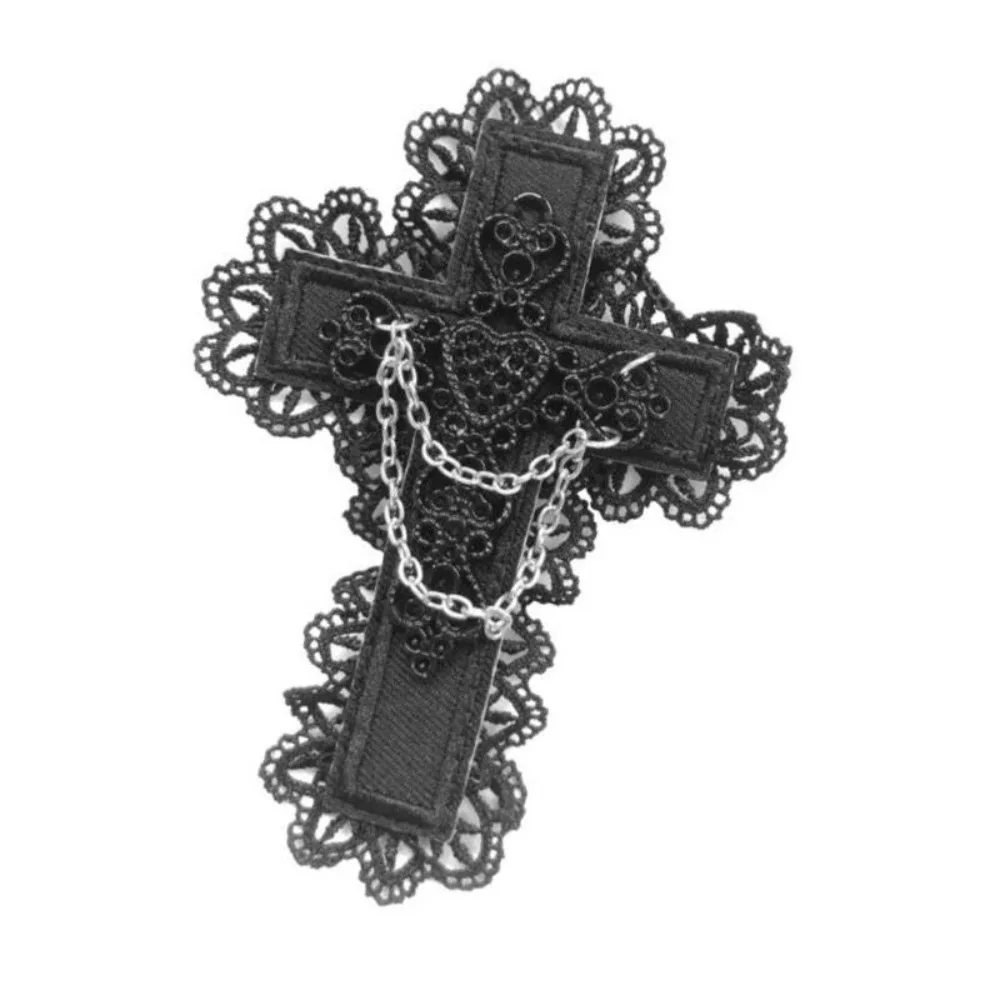

Винтажная заколка для волос с крестом Y2K, субкультура, кружевные крестики в стиле Лолиты, заколка для волос с сердечками, цепочки в стиле панк, готическая шпилька, уличная одежда