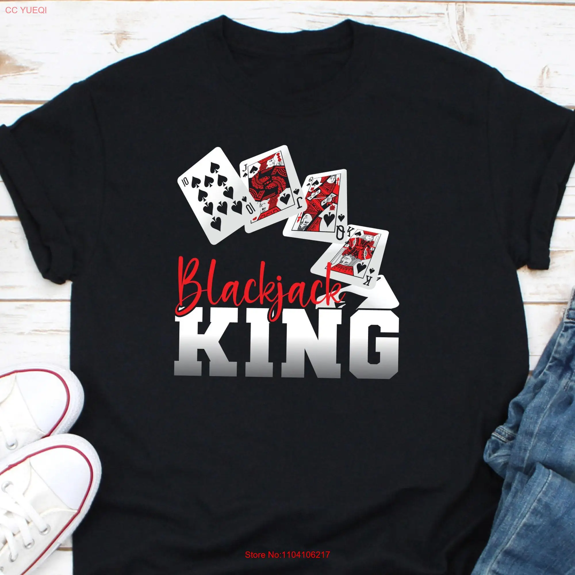 Blackjack King T Shirt Gambler Player Playing Cards Lucky Winner Gamble Jackpot Party Poker long or short sleeves