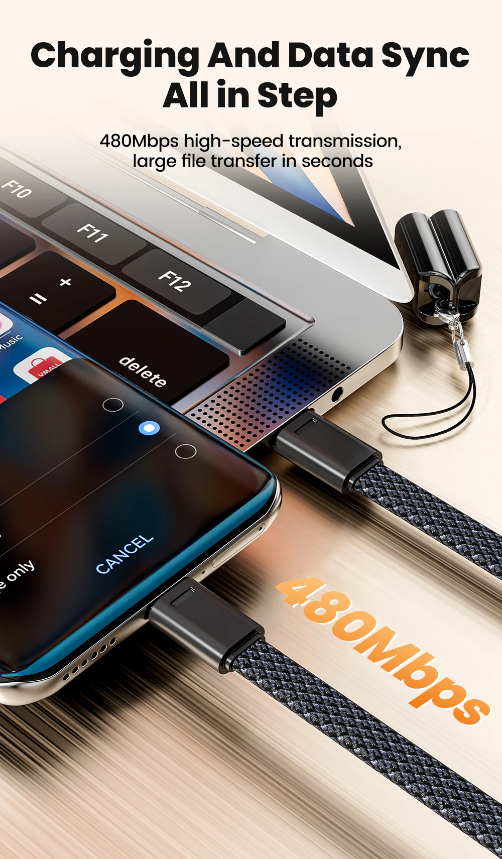 16.5cm 60W USB C To Type C Short Cable Fast Charging Braided Keychain Data Cable Phone Charge Wire For iPhone Xiaomi usb c kabel