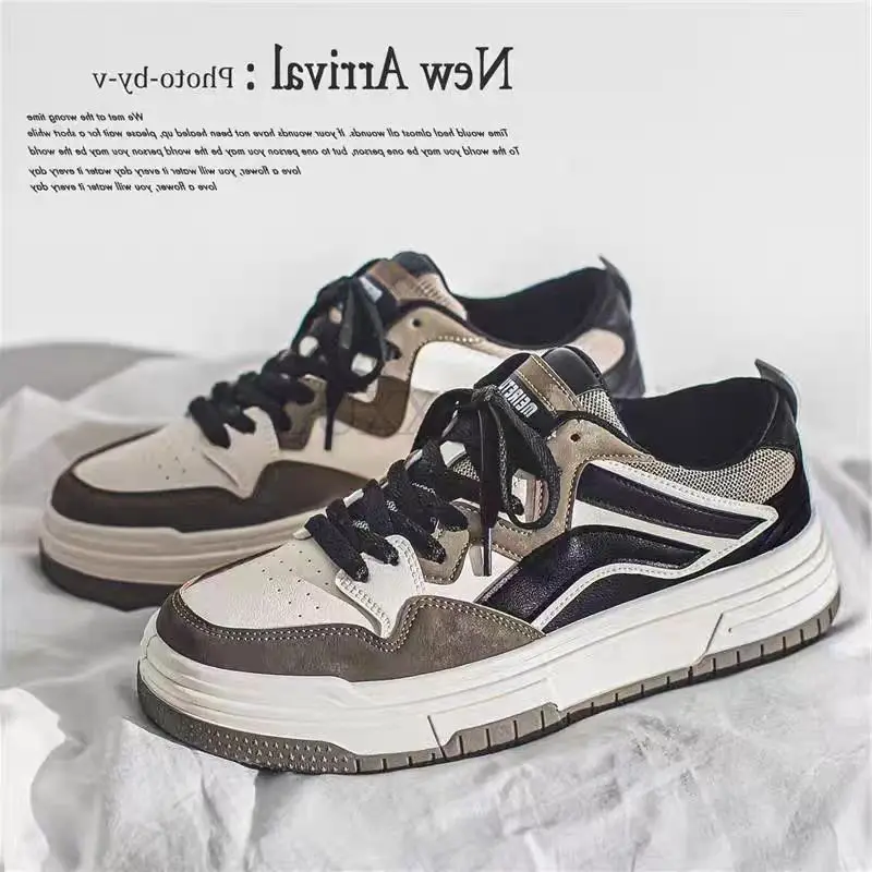 Men Skateboarding Shoes Fashion Leather Breathable Casual Jogging Sports Shoes Platform Hard-Wearing Walking Running Sneakers