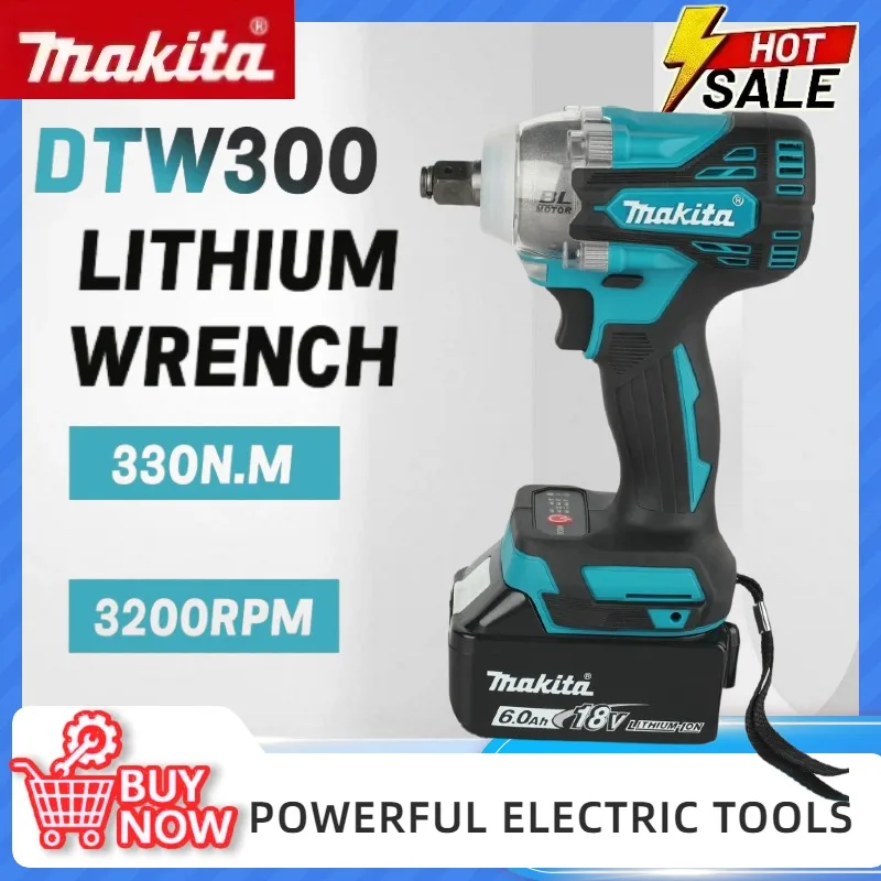 

Бесщеточный аккумуляторный ударный гайковерт Makita DTW300, 330 Нм крутящий момент, для снятия шин, литиевый, для авторемонта, 18В, набор инструментов