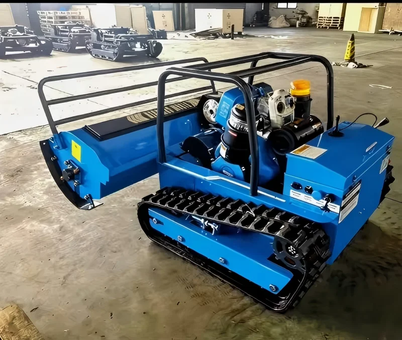 Household Garden Crawler Lawn Mower Petrol Reel Type 55cm Cutting Width Remote Control With Snow Shovel