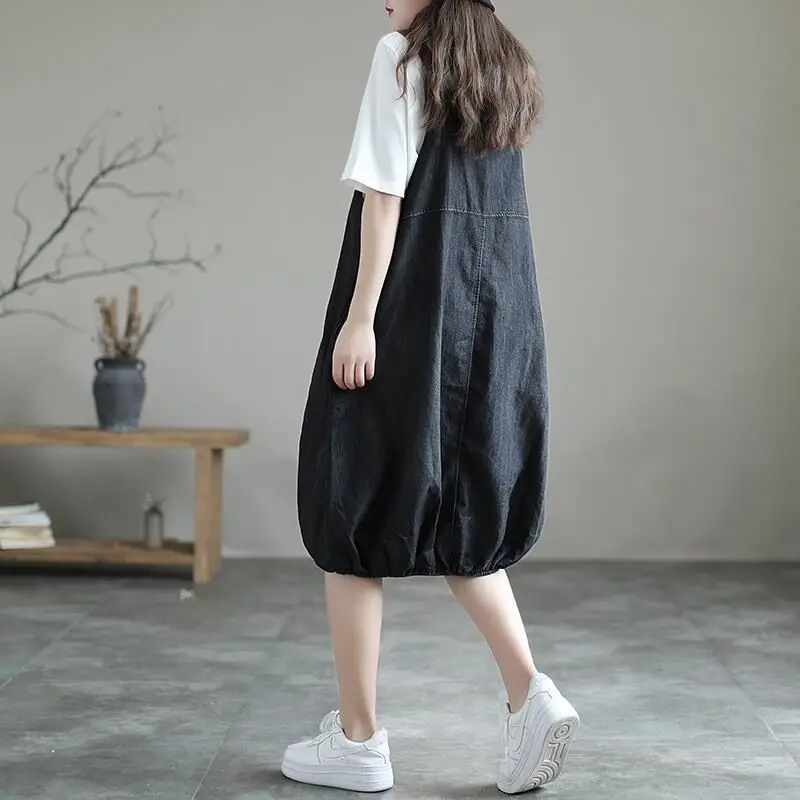 Solto feminino denim ter dr verão a linha saia coreano sle commute ket detalhe cintura larga regular sve midi dr