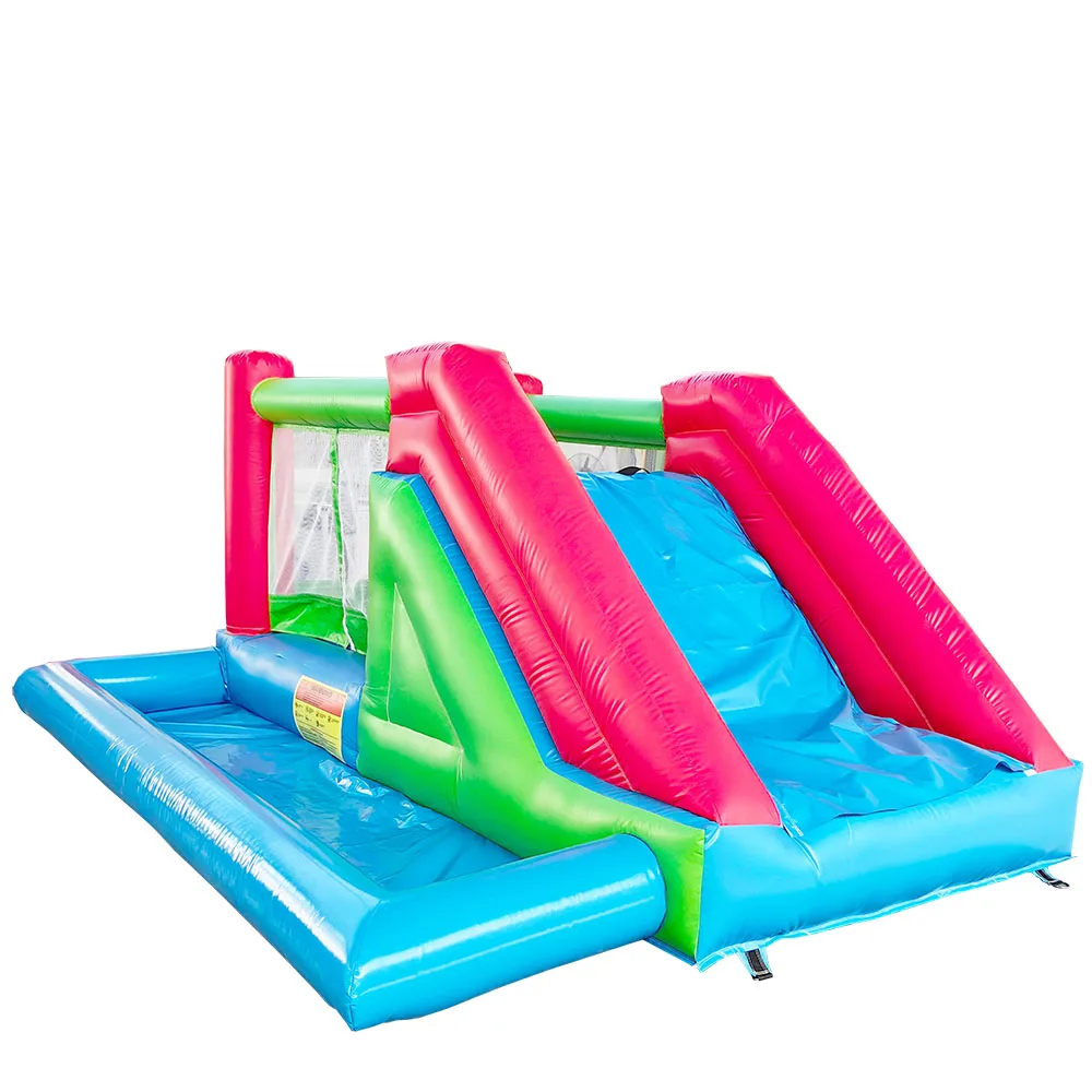 

Недорогой и качественный надувной батут-замок белого цвета с горкой и бассейном с шариками