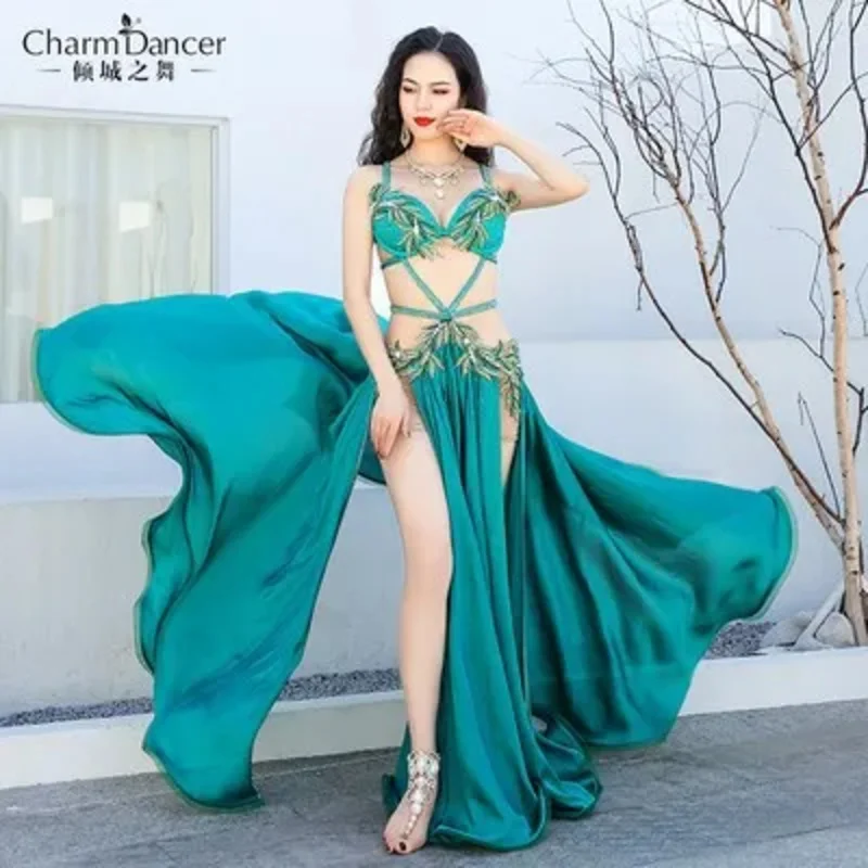 Belly Dance Costume Woman Festival Outfit Fancy Handmade Beads Ballroom Bra Long Skirt Performance Outfit 2023 Female Clothing O