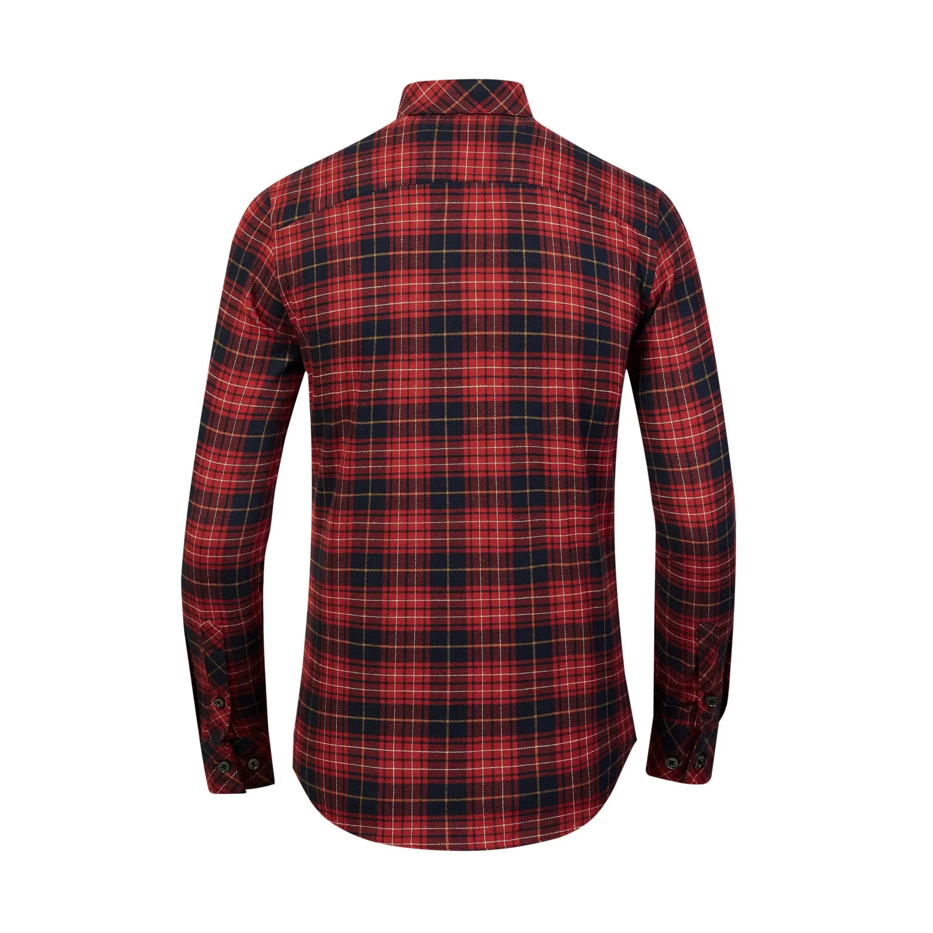 Autumn and winter thick brushed cotton red grid double pocket men's shirt long sleeved fashionable warm top