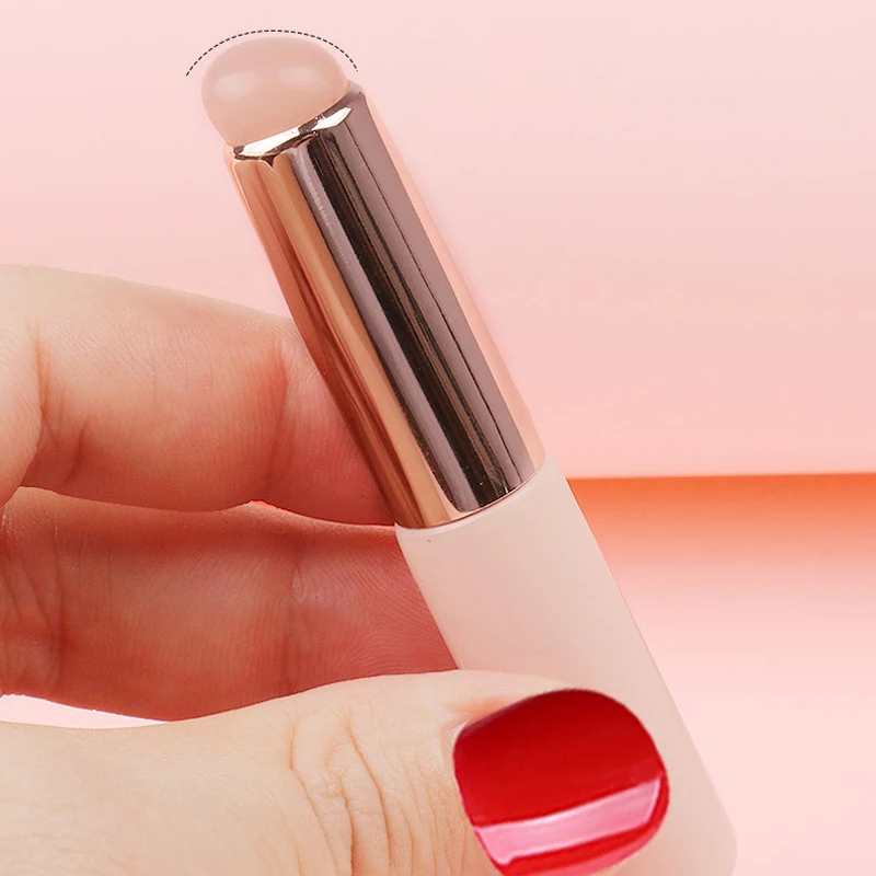 Pincel de silicona para labios, corrector en ángulo, herramienta de maquillaje, portátil, cabeza redonda como las puntas de los dedos, pincel de