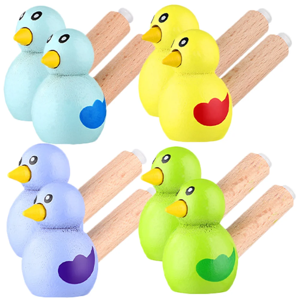 8Pcs Wooden Whistle Toys Kids Slide Whistles Wooden Bird Whistles Cartoon Bird Whistle Toys