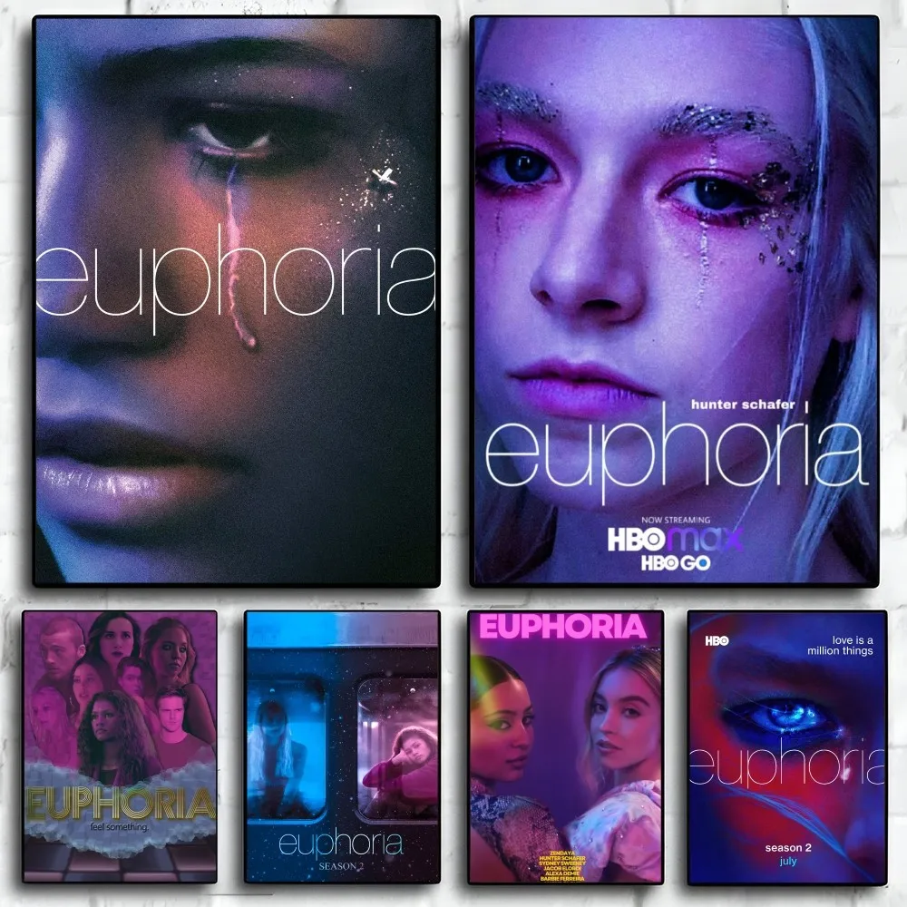 Euphoria-Póster de la serie de TV, pegatina de papel impermeable, arte autoadhesivo, decoración de pared de habitación, Bar y casa de café, 1 unidad