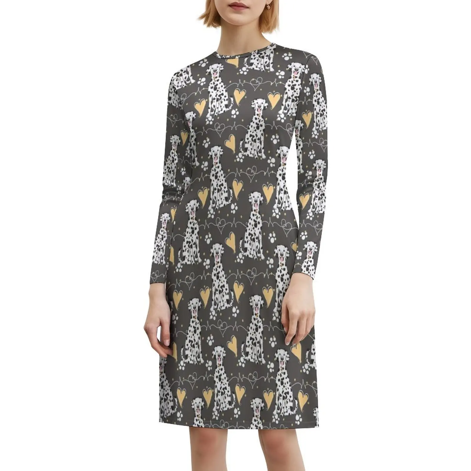 Amore dai capelli lunghi dalmata-nero tricolore 1 abito casual in stile coreano per le donne semplici abiti da donna da ufficio quotidiani dalmata