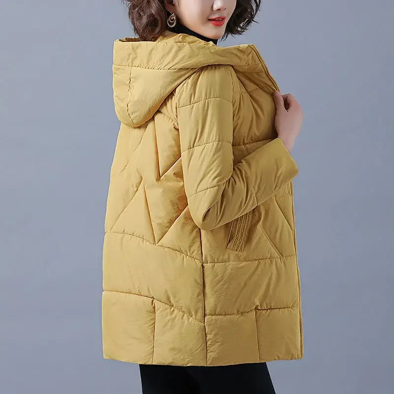 Women Thicken Parkas 2024 New Autumn Winter Hooded Coat 4XL Casual Female Cotton padded Jacket Warm Long Parka Outwear Feminina