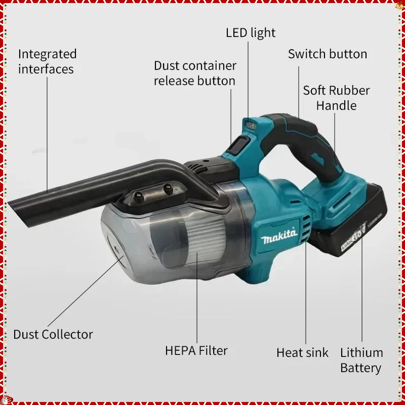 مكنسة كهربائية ماكيتا، أداة تنظيف الغبار متعددة الوظائف، مكنسة كهربائية محمولة لاسلكية لبطارية ماكيتا