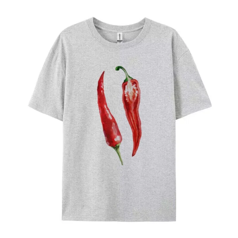 Y2k Aesthetic Oversized Chili Pepper T-Shirt Cute Vintage Foodie Graphic Tees Egirl Grunge Streetwear Top Women Fashion Clothing