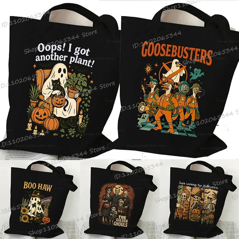 

Vintage Goosebusters Women Men Shoulder Bag Harajuku Halloween Gifts Canvas Tote Bags Funny Spooky Season Ghost Teen Handbags