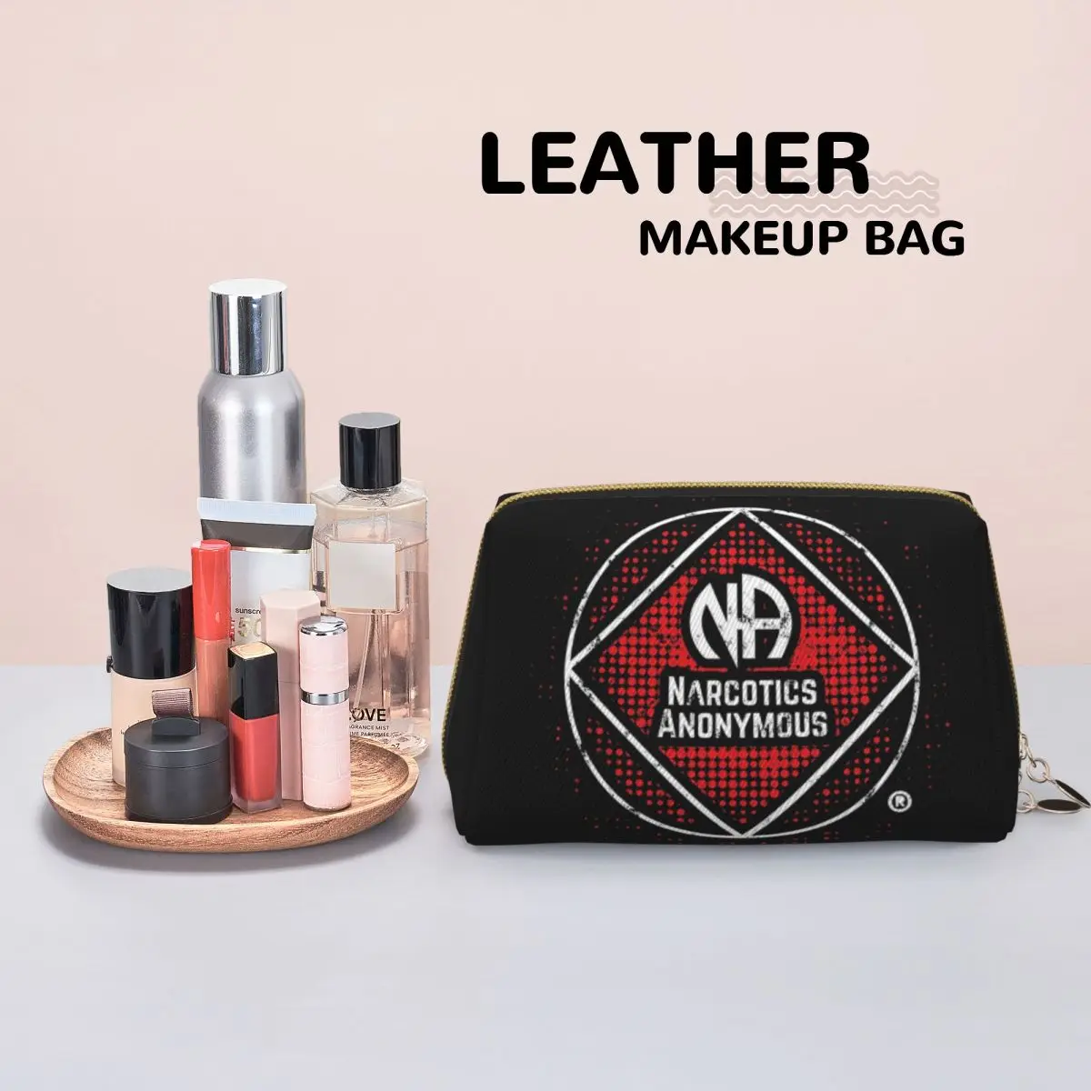 NA - Narcotics Anonymous Women Cosmetic Bag Travel Makeup Organizer Pouch Toiletry Storage Dopp Kit Case