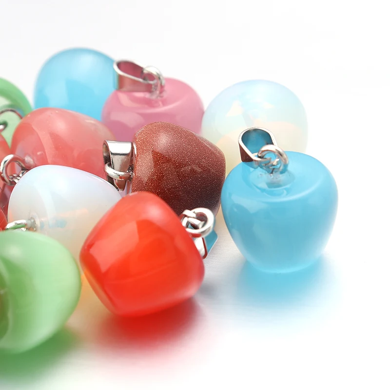 2pcs Natural Stone Apple Pendants for DIY Making