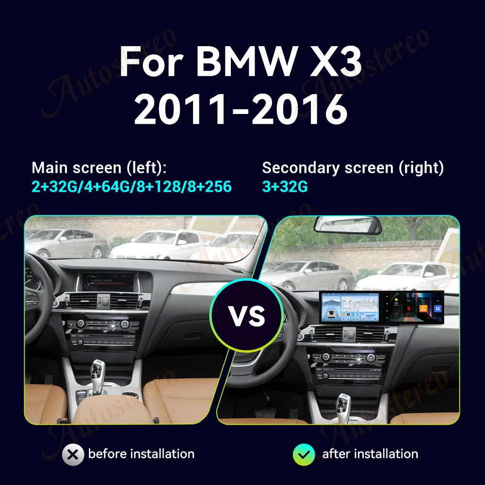 

Dual 11.5 Inch HD Screen Android 14 GPS Navigation Auto Radio For BMW X3 2011-2016 Auto Stereo Head Unit Multimedia Player Radio