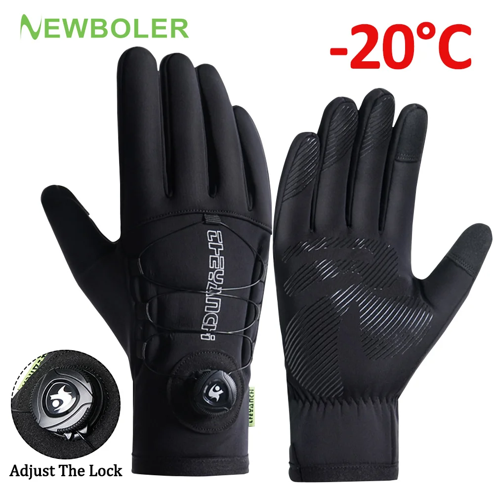 

NEWBOLER Men's Winter Cycling Gloves With Touch Screen Adjustable Windproof Waterproof Gloves For Outdoor Motorcycle Skiing