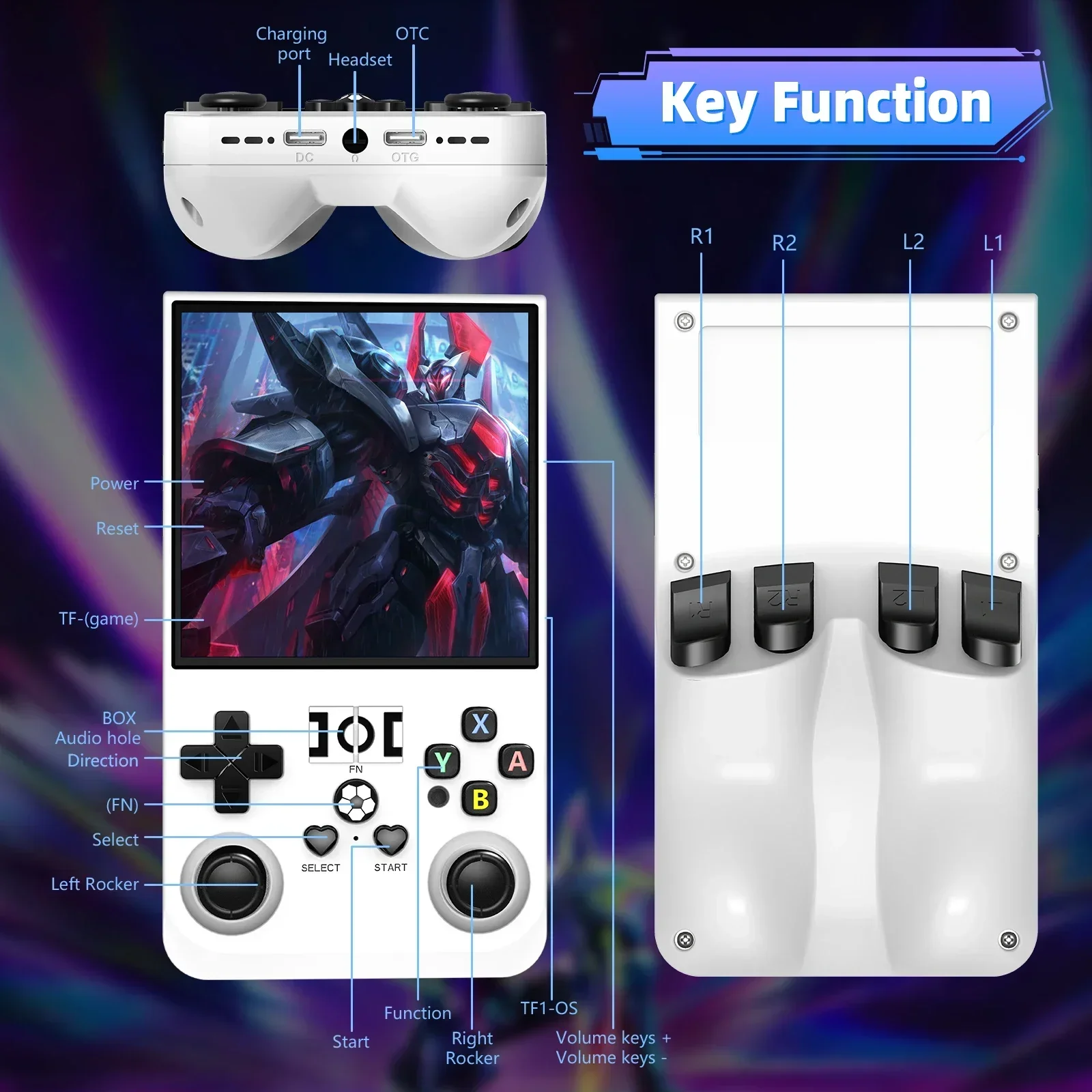 XISKT R36MAX 64G 128G Handheld Game Console Linux System Portable Pocket Video Player RK3326 Chip 18000+Games Retro Game Console