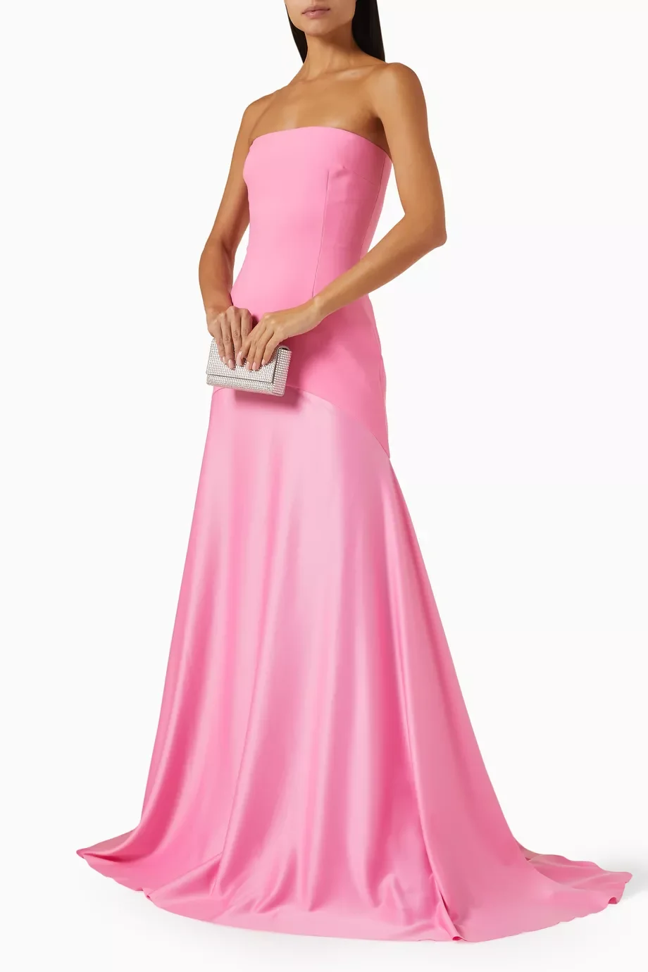 Strapless Maxi Dress in Crepe & Satin Mermaid Sleeveless Formal Luxury Prom Gown Floor-length Evening Elegant Party dresses