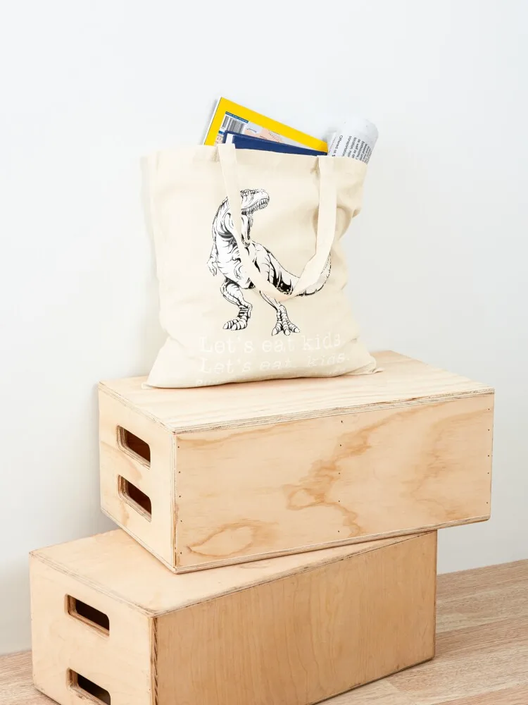 تي ريكس دعونا نأكل الاطفال مضحك الساخرة ديناصور تي شيرت pun تي شيرت حمل حقيبة تسوق شنطة هدايا اليد السيدات #4