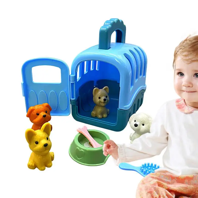 

Dog Care Playset 8pcs Educational Pretend Play Dog Pet Care Set Toy Pretend Role Play Dog Grooming Toys Puppy Carrier Toy Play