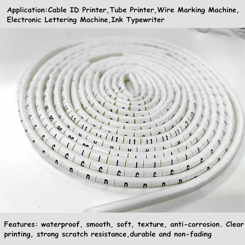 wire marker custom print blank PVC tube PVC sleeve For A-Z and special electrician symbols 0.5-8.0 pvc tube printing typing