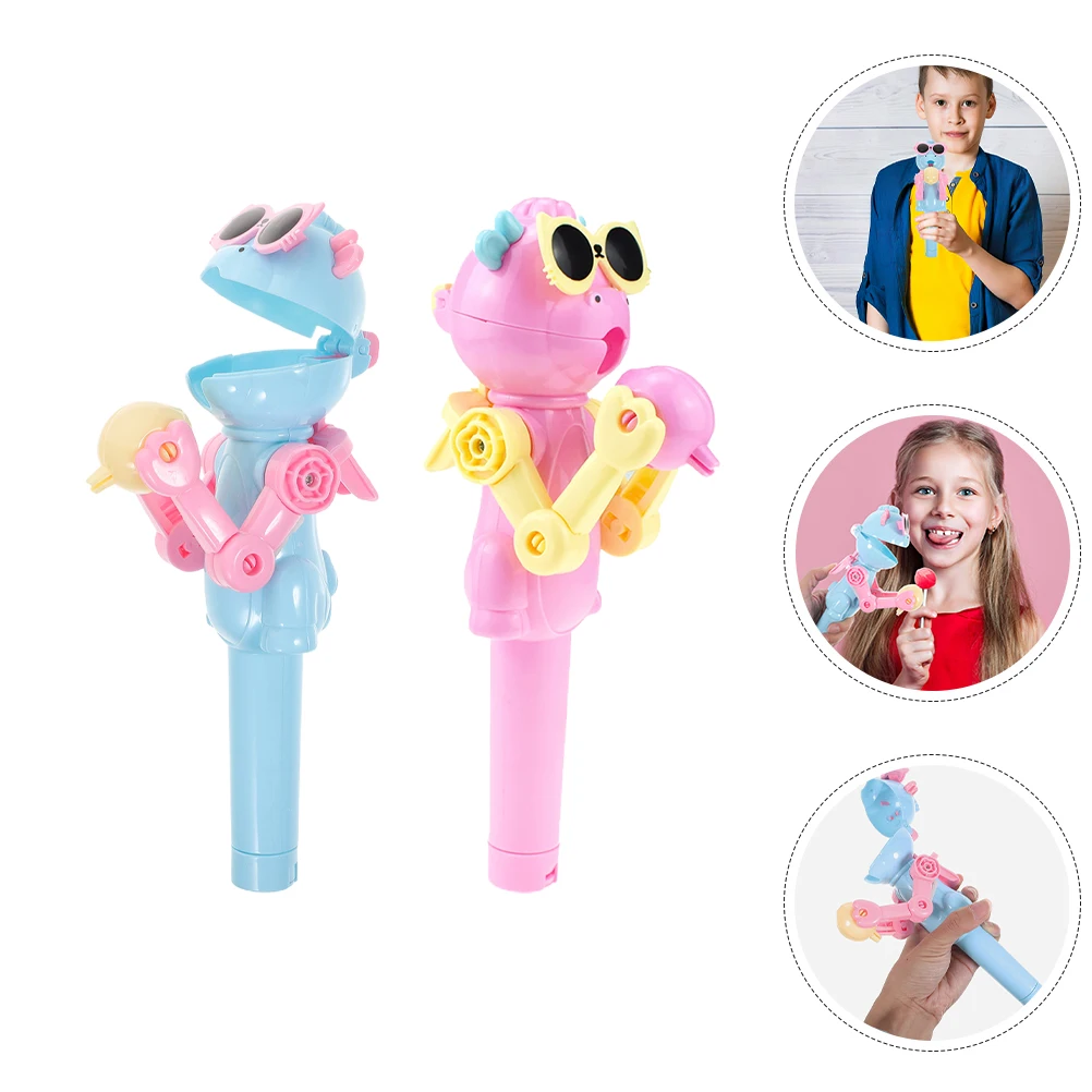 2 Stuks Lollipop Robot Dinosaurus Robot Voor Feestartikelen Grappige Lollipop Houder Snoep Opslag Nieuwigheid Gift Truc Speelgoed Voor kinderen