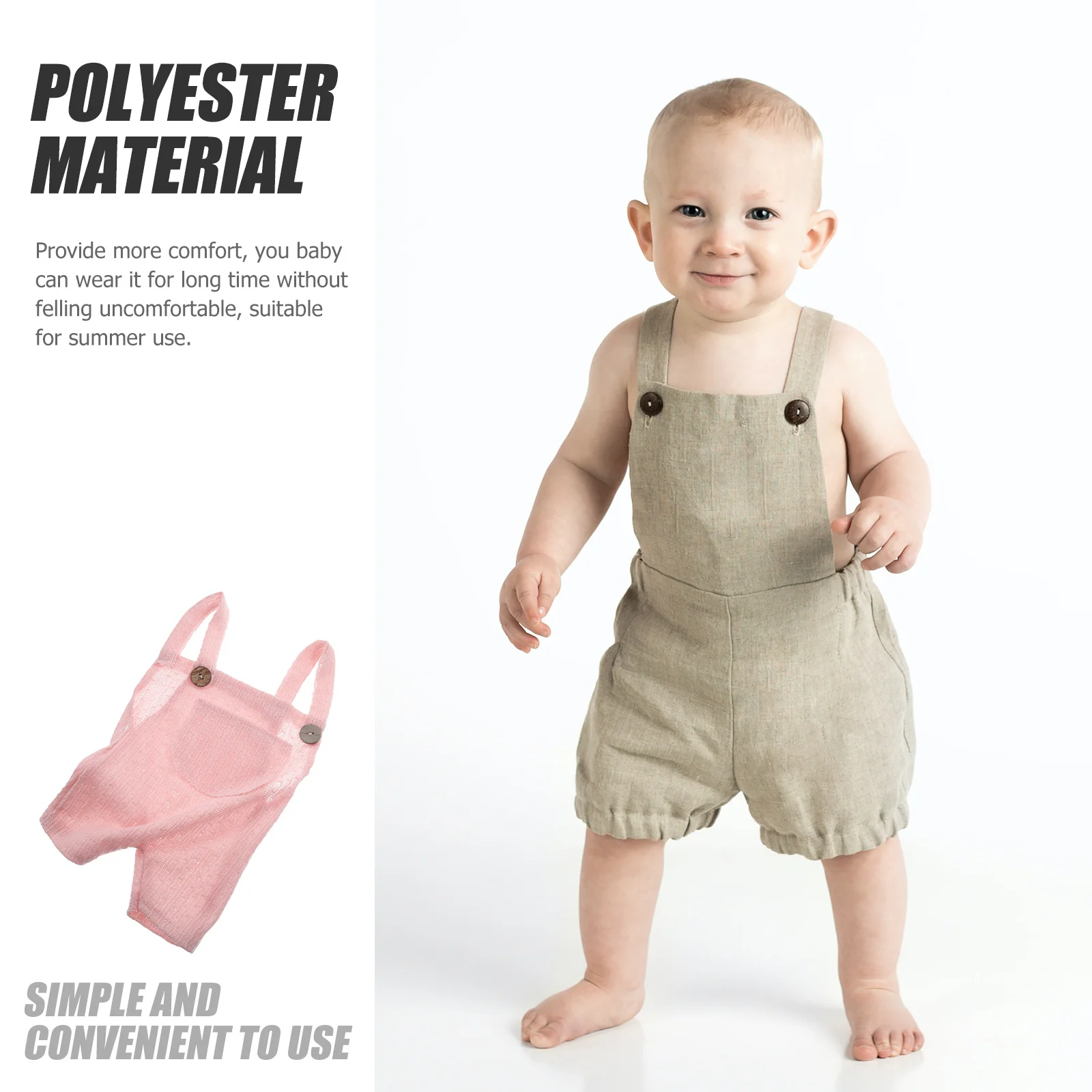 بدلة قفز للأطفال بدون أكمام بحمالات لحديثي الولادة، بدلة مريحة بأزرار، ملابس لالتقاط الصور للأطفال #6