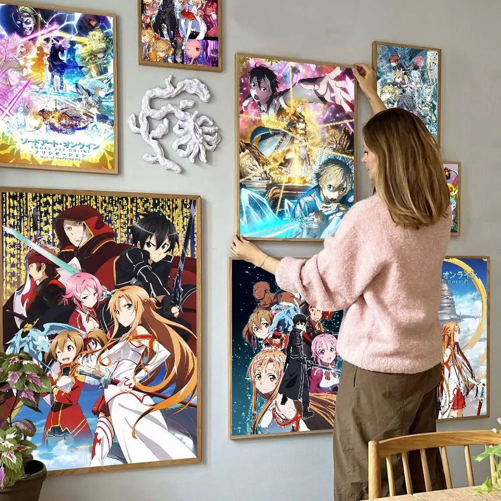 Anime Sword Art Online Kirito Asuna Classic Movie Posters HD Quality Poster Wall Art Painting Study Nordic Home Decor