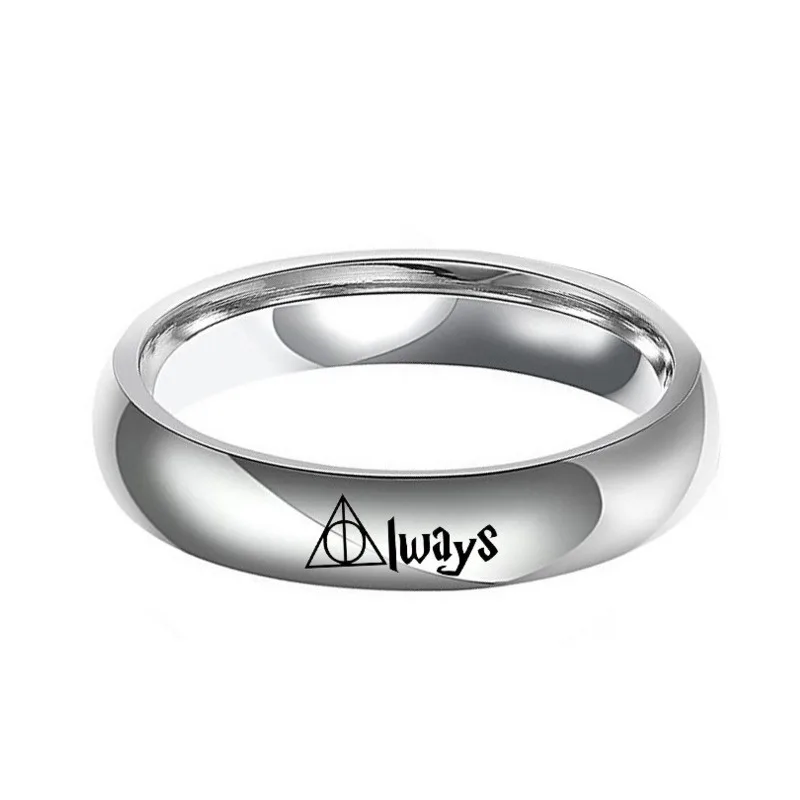 Academy of Magic Harries and Deathly Hallows Potters Ring ALWAYS Ring Couples Ring Titanium Steel Male and Female Pairs Ring