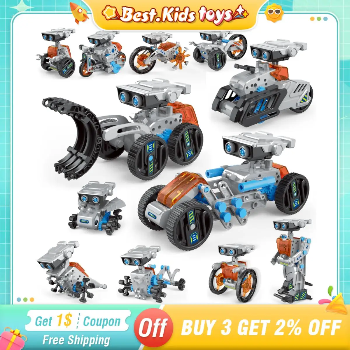 

12 in 1 Solar Robot Kits DIY Science Experiment Car Kids Toy Building Bricks Powered Learning Tool Education Technological Gifts