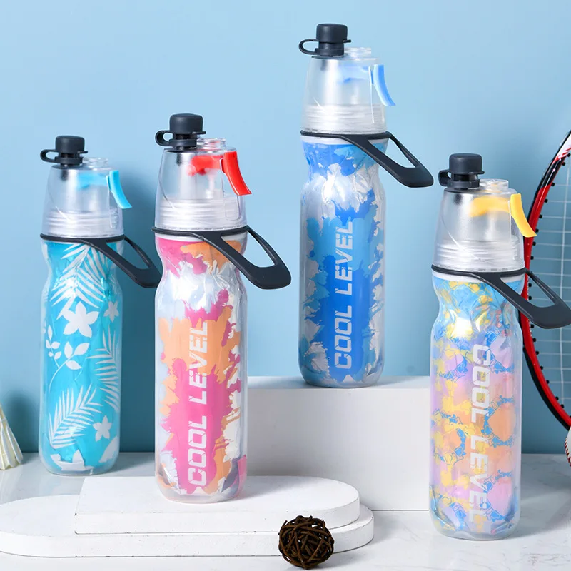 

Sport spray water cup three-layer cold cooling Internet celebrity straw water cup plastic fitness outdoor sports cycling Bottle