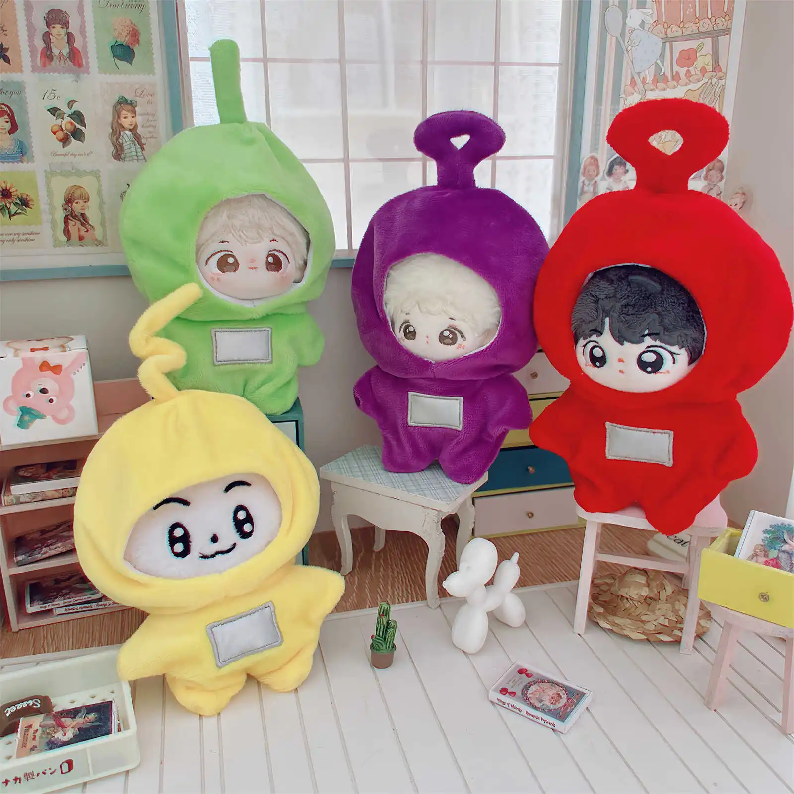 Kawaii Idol Doll Clothes, Cute Red Green Yellow Coat, Plush Cotton Doll Clothes, Accessories for Plush Doll, Kids Gifts, 10cm