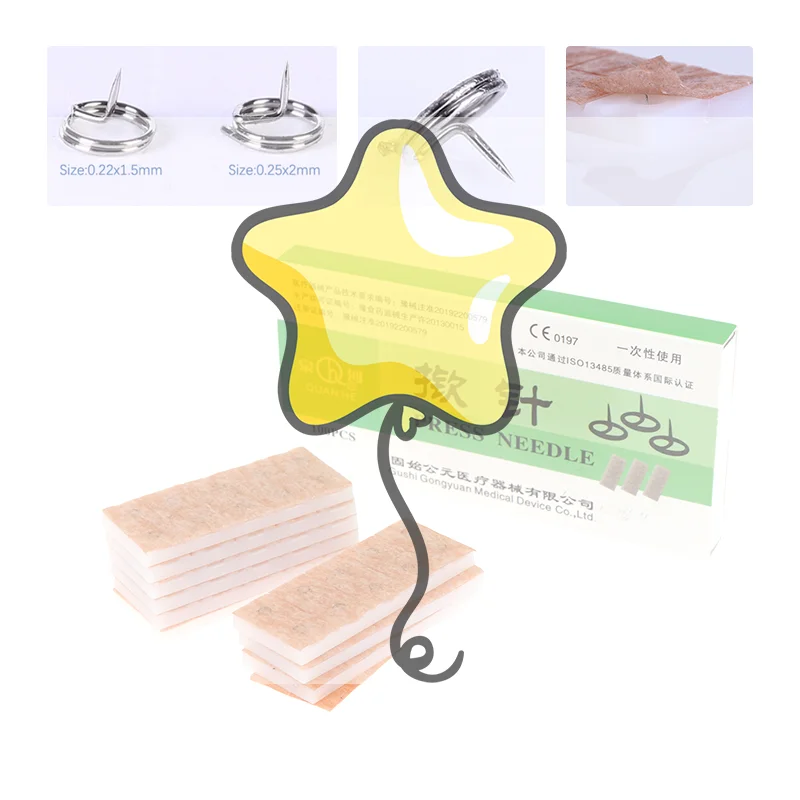 100Pcs/box Multi-Condition Ear Seed Acupressure Kit Disposable Press Needle Ear Seeds Acupuncture Vaccaria Plaster Needles