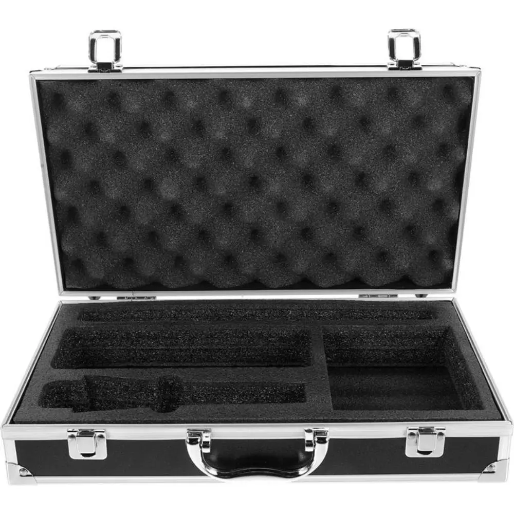 

Portable Microphone Carrying Case Sponge Compartment Hard Shell Karaoke Storage Case Protective with Handle Instrument Box