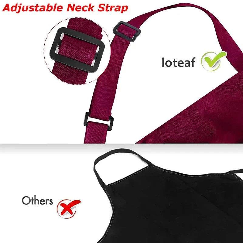 Apron Chef Hat Food Service Kitchen Suit Adjustable Adult Pinafore with Butcher Hat Baker Waiter  Cooking Work Apron with Pocket