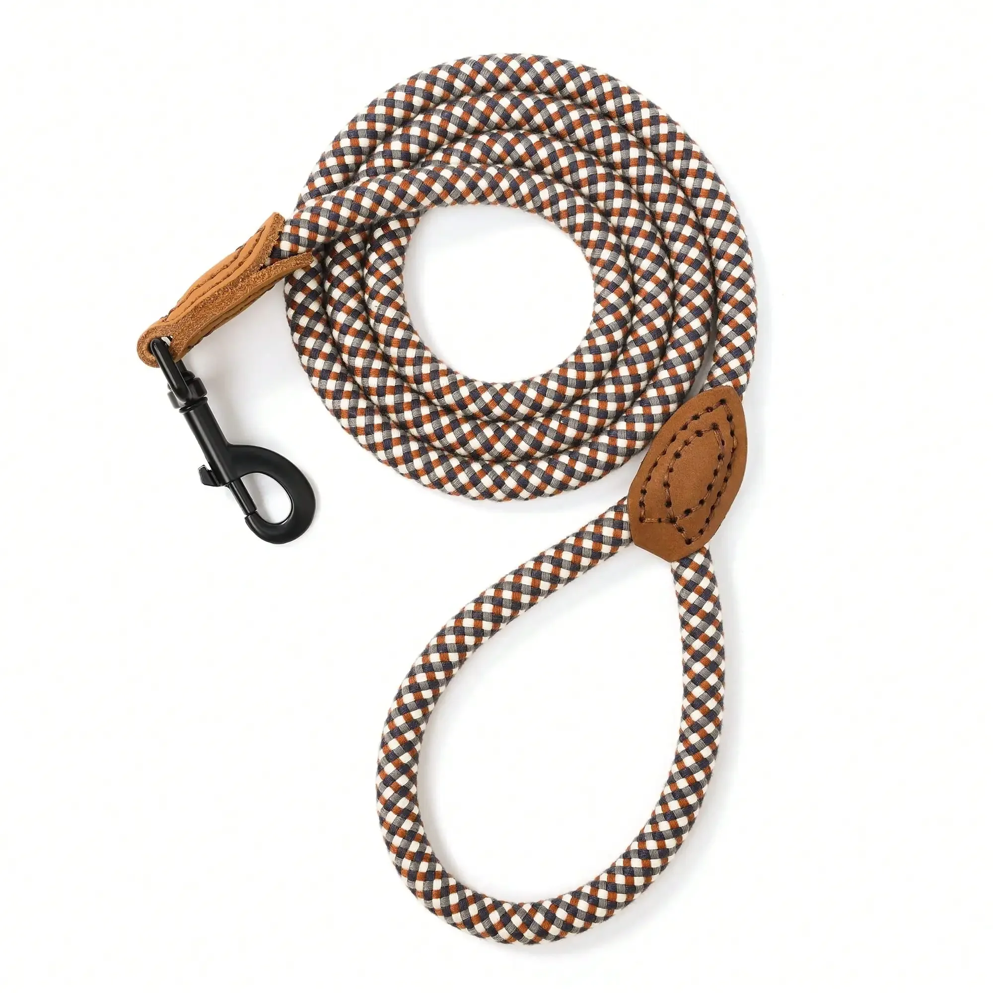 

Mile High Life Rope Leash With Genuine Leather Connection, 6 FT/5 FT/4 FT, Heavy Duty Leash For Medium & Large Dogs
