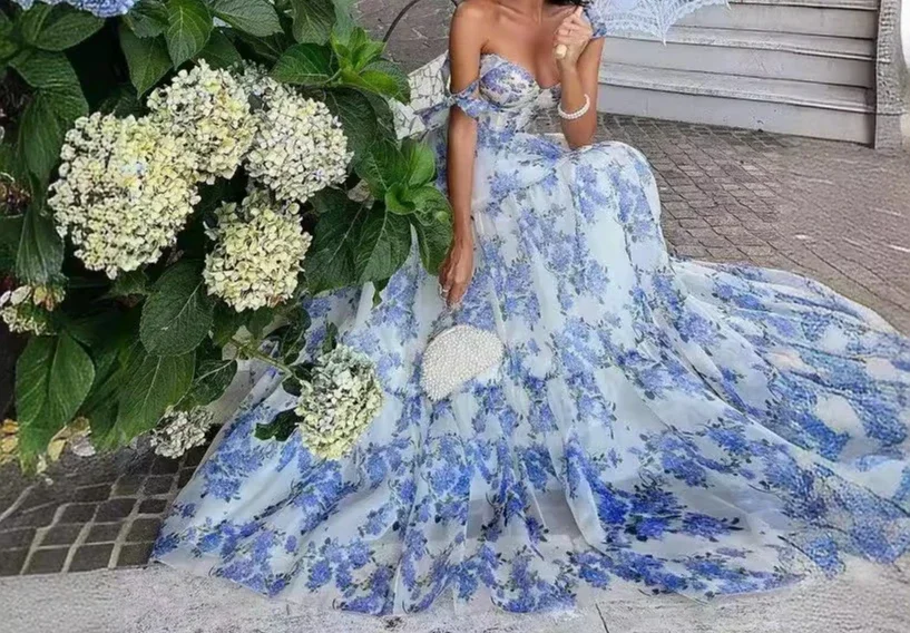 

New Summer Off Shoulder Women's Fashion Fairy Style Long Style Evening Dress