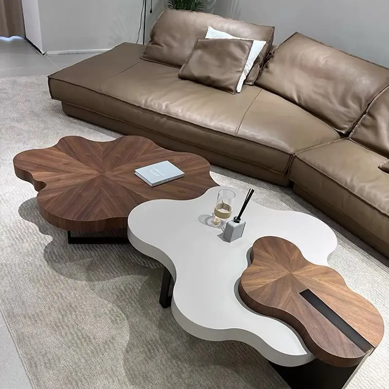 Italian-style Modern Light Luxury Cloud-shaped Irregular Coffee Table Creamy-colored Trendy Creative Small Homes Luxurious
