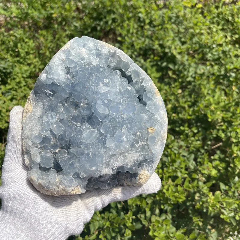 3.5kg Natural Blue Celestite Geode Cluster Quartz  Crystal Specimen