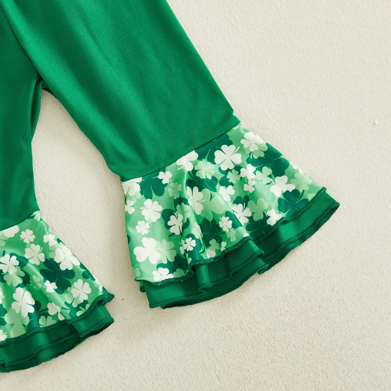 طفل الفتيات ملابس الربيع طويلة الأكمام كشكش رومبير + السراويل مضيئة + مجموعة عصابات رأس الوليد الطفل عيد القديس باتريك زي الملابس #5