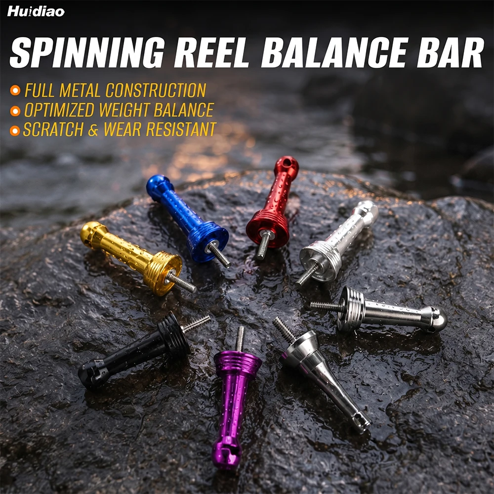 Huidiao Lightweight Spinning Reel Balance Bar Fishing Reel Stand Aluminum Alloy Stabilizer Bar for Plug-in& Screw-in Reel Handle