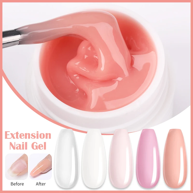 LILYCUTE Extension Nail Gel Nude White Clear For French Finger Extensions Semi Permanent Quick Extension Gel Nail Art Tool