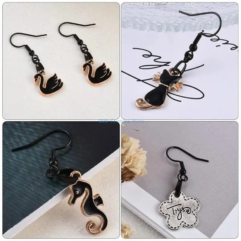 

N0PE 100Pieces Earring Hooks with Pendant Clasp Earplugs for Jewelry Earring Making