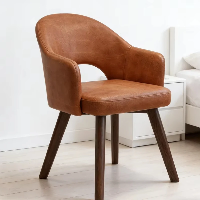 

Fast delivery 360 degree rotating dressing chair, ergonomic leather upholstered chair, sturdy wooden leg makeup chair